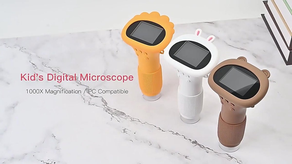 Ashfly Microscoop voor kinderen, 1000x zakmicroscoop met 2,0 inch