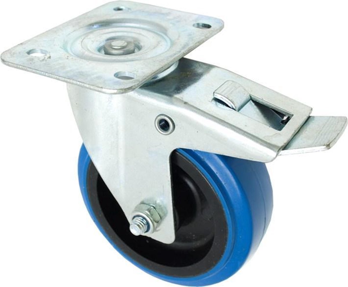 Kelfort ZWENKWIEL BLAUW MET ROLLAGER GEG. 125MM MET REM
