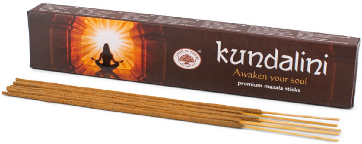 Green Tree Candle Wierook Kundalini 15gr. - 3 pakjes - Spirituele wierook - Meditatie wierook Multicolor