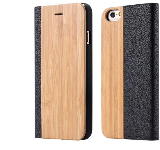 Houten flip case, iPhone 16Plus Bamboo
