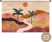 Wandkleed 150x100 cm - Wanddoek Heuvels - Palmbomen - Abstract - Wandtapijt - Wandkleden
