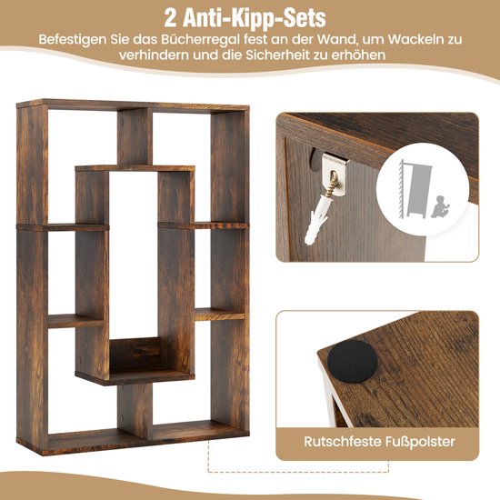 COSTWAY 120 cm boekenkast met 9 vakken, staande plank, ruimteverdeler COSTWAY 120 cm boekenkast met 9 vakken, staande plank, ruimteverdeler