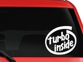 Witte Turbo inside sticker - autosticker - fun sticker - wit - 11,7x12,8 cm -aut125