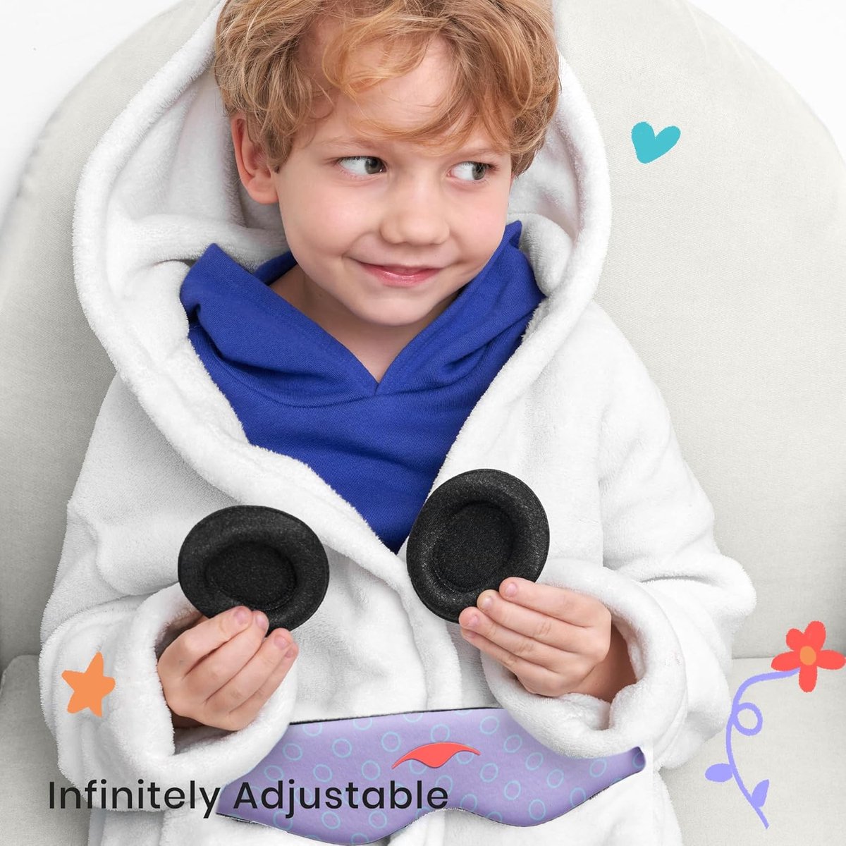 Manta KIDS Sleep Mask – Periwinkle - Slaapmasker voor kinderen – 100% verduisterend – Geen druk op ogen – Volledig verstelbaar voor een perfecte pasvorm – Hypoallergeen – Zacht & ademend – Voor kinderen vanaf 6 jaar — afbeelding 10