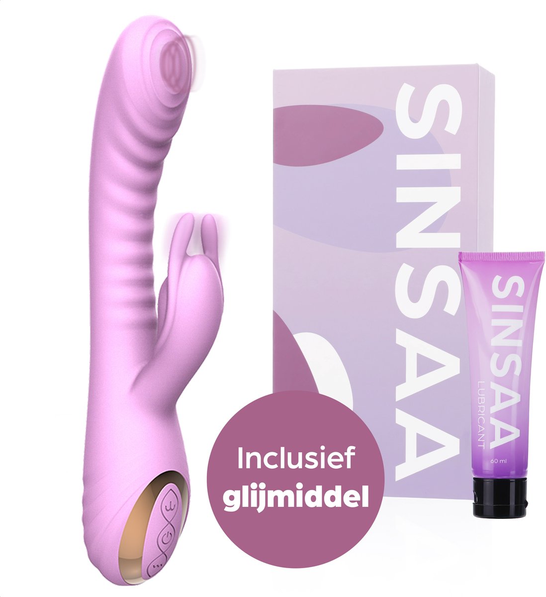 Sinsaa Rabbit Vibrator voor Vrouwen - Tarzan Vibrator met 10 Vibratiesnelheden - G-Spot & Clitoris Stimulator - 5 Klopsnelheden - Dildo - Vibrators - Seksspeeltjes voor Koppels - Sex Toys voor Vrouwen - Inclusief glijmiddel