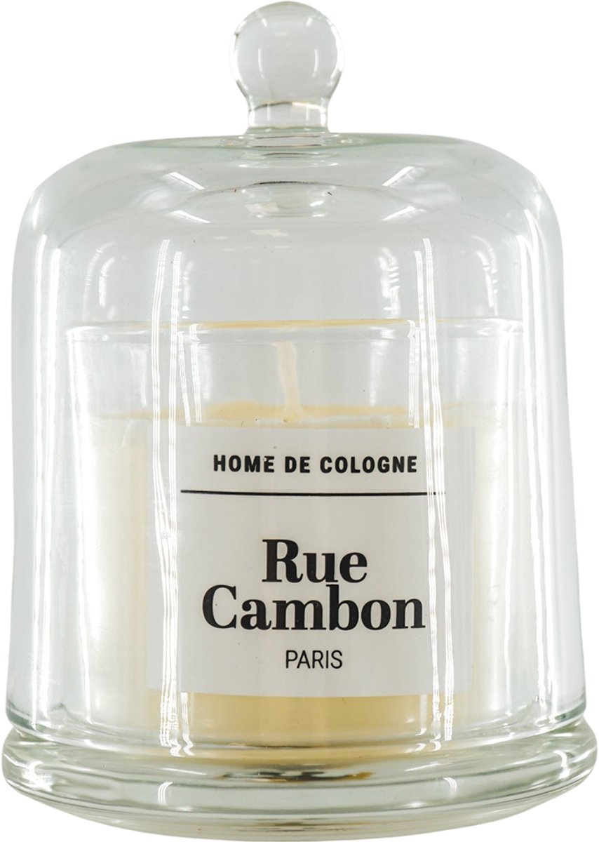 Housevitamin Geurkaars - Rue Cambon Parijs - Bergamot geur -100 gram- in Glazen Stolp