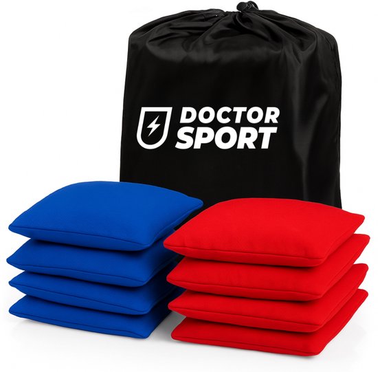 Dr Sport - Originele Cornhole Bean Bag Set (8) - 4 rode en 4 blauwe Cornhole zakjes - Hoogwaardige Kwaliteit