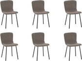 Furnihaus - Luca - Eetkamerstoelen set van 6 - Bruin - Stof - Comfortabele bekleding