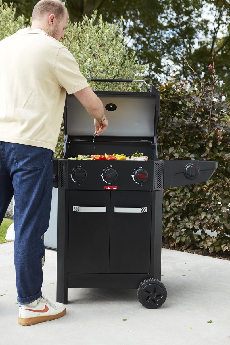 Barbecook Luca 312 - Gas Barbecue with Cabinet and Side Burner - Black