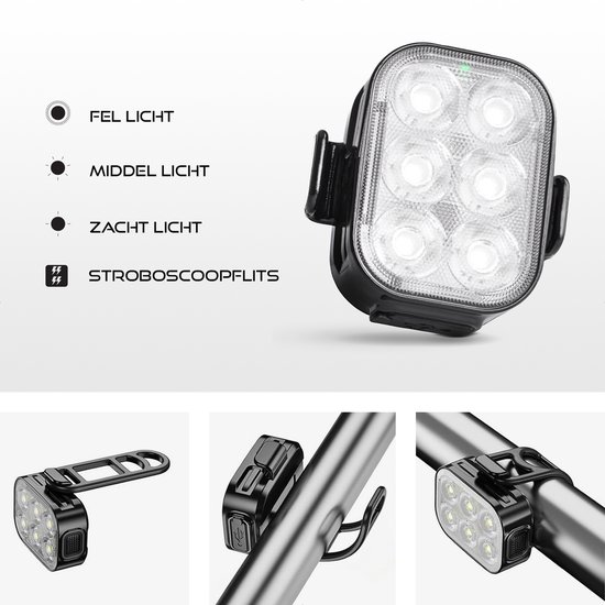 Fietslamp Fietsverlichting Usb Oplaadbaar Fietslicht Fietslampje Fietslampjes Led Set Wit en Rood — afbeelding 3