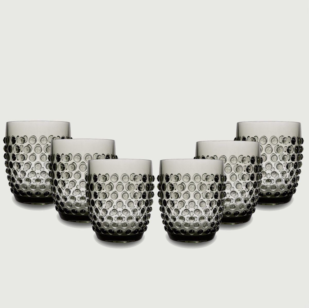 Arca Dotted Grey - Acryl Drinkbeker 350ml - Set van 6 - grijs - duurzaam, lichtgewicht, onbreekbaar, ideaal voor in de tuin, picknick, speelse look