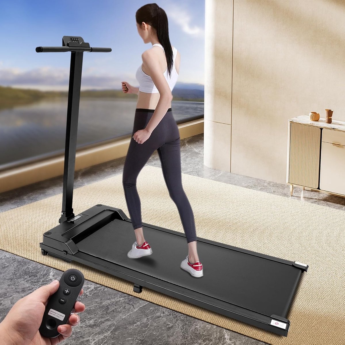 Afbeelding 3 van Loopband Inklapbaar - Loopbanden Voor Thuis - Opvouwbare Loopband Voor Thuis - Walking Pad Treadmill - Inklapbare Wandelband - Opvouwbaar En Stil - Vering En Demping - Fitness - Dunne En Lichteloopband Voor Thuis - Geen Montage Vereist