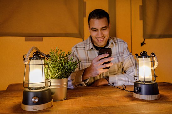 Brennenstuhl Oplaadbare campinglamp CAL 1 AC met henneptouw en bamboevoet (350lm, IP44, brandtijd tot 75h, dimbaar, power bank, instelbare lichtkleur) van Brennenstuhl — afbeelding 5