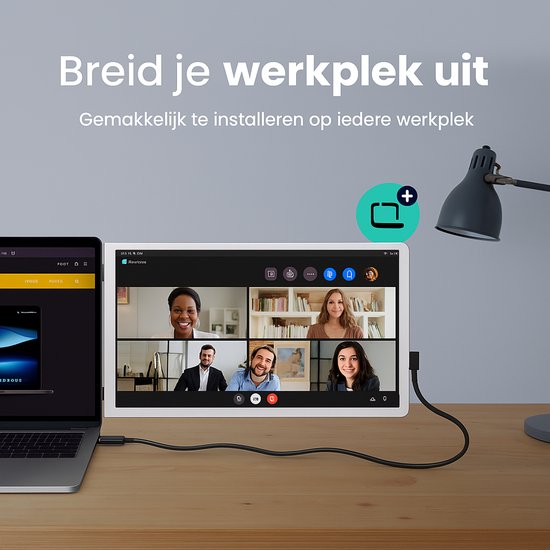 Écran Extra pour ordinateur portable Horivue - 14,1 pouces - Full HD - Avec Enceintes - Moniteur portable - Extension d'écran pour ordinateur portable portable - Convient aux Ordinateurs portables de 14 à 17 pouces