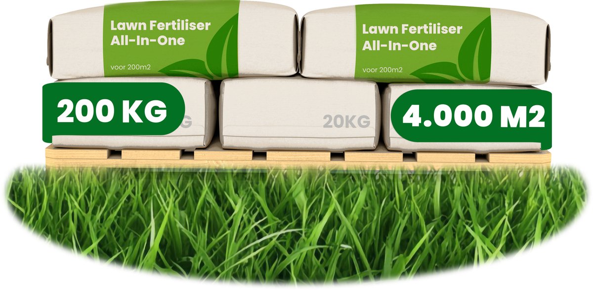 Gazonmest All-In-One (200kg, 4000m2) - Voor een Diepgroen Sterk Gazon Zonder Mos en Onkruid - Gazonmeststof - Gazon Kalk - Meststof Gazon - Gras Mest - Bodemverbeteraar - Organifer