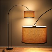 Bol.com MODLICHT Moderne Vloerlamp - Staande Lamp met beige kap - 1 Lichts E27 9W 3000K 990LM - Met gloeilamp - Woonkamer - Slaa... aanbieding