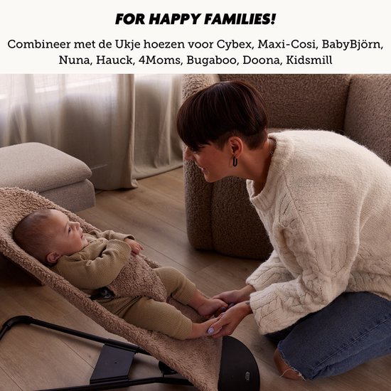 Ukje Newborn Hoes Tripp Trapp - Voor Stokke Kidsmill Novi Newborn Set - Veilig getest Oeko-Tex - Waterdichte binnenkant - Met Gordelbeschermers - Taupe teddy — afbeelding 5