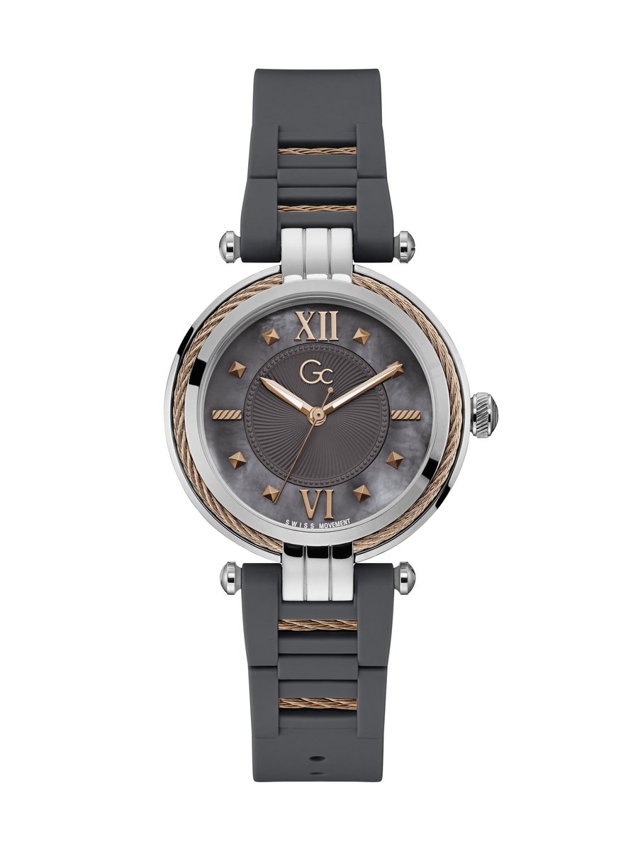 Gc Gc Cablebijou Quartz Analoog Horloge Grijs Case: 100% Stainless Steel | Armband: 100% Silicone 36 Y56006L5MF