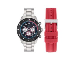 Nautica Nautica One Analoog Horloge Zwart En Rot Case: 100% Roestvrij Staal | Armband: 100% Roestvrij Staal 48 mm NAPNOS406