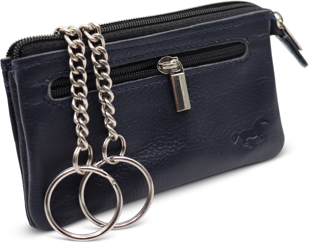 Safekeepers – Leren Sleuteletui – Sleuteltasje 2 Ringen – Blauw
