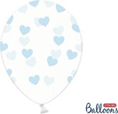 Partydeco 6 Ballons en sachet coeurs cristal - Bleu 30cm