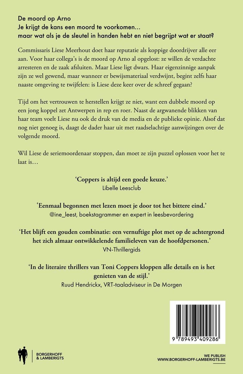 Liese Meerhout 18 - De moord op Arno - back cover