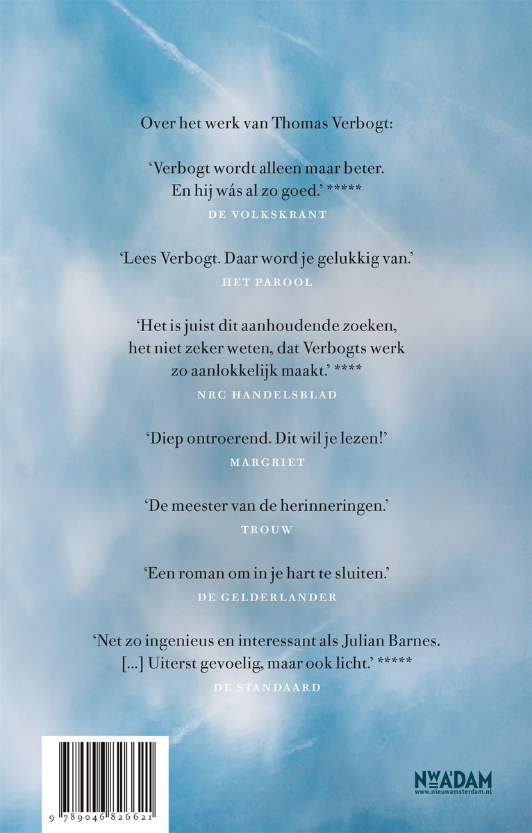 Achterkant van het boek met citaten en recensies over het werk van Thomas Verbogt.
