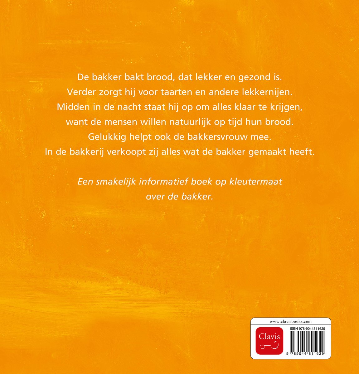 Achterkant boek met tekst over de bakker en ISBN.