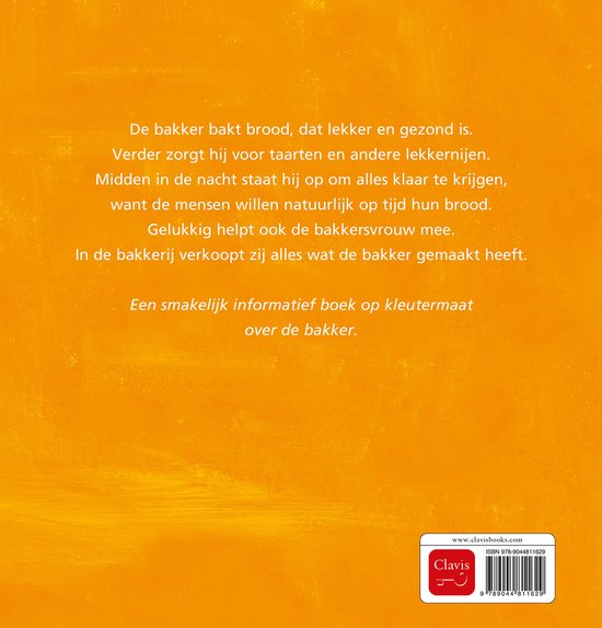 Achterkant boek met tekst over de bakker en ISBN.