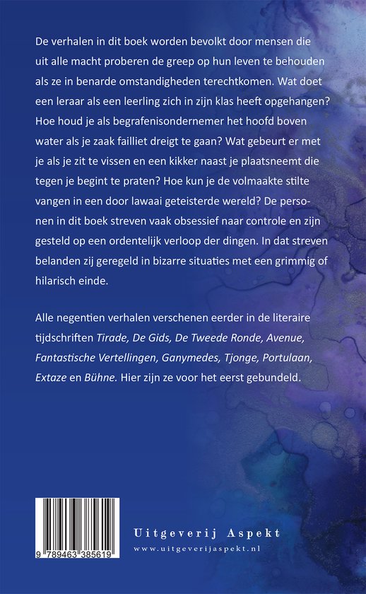 Achterkant van het boek "De Stilte Verzamelaar" met tekst en ISBN-barcode.