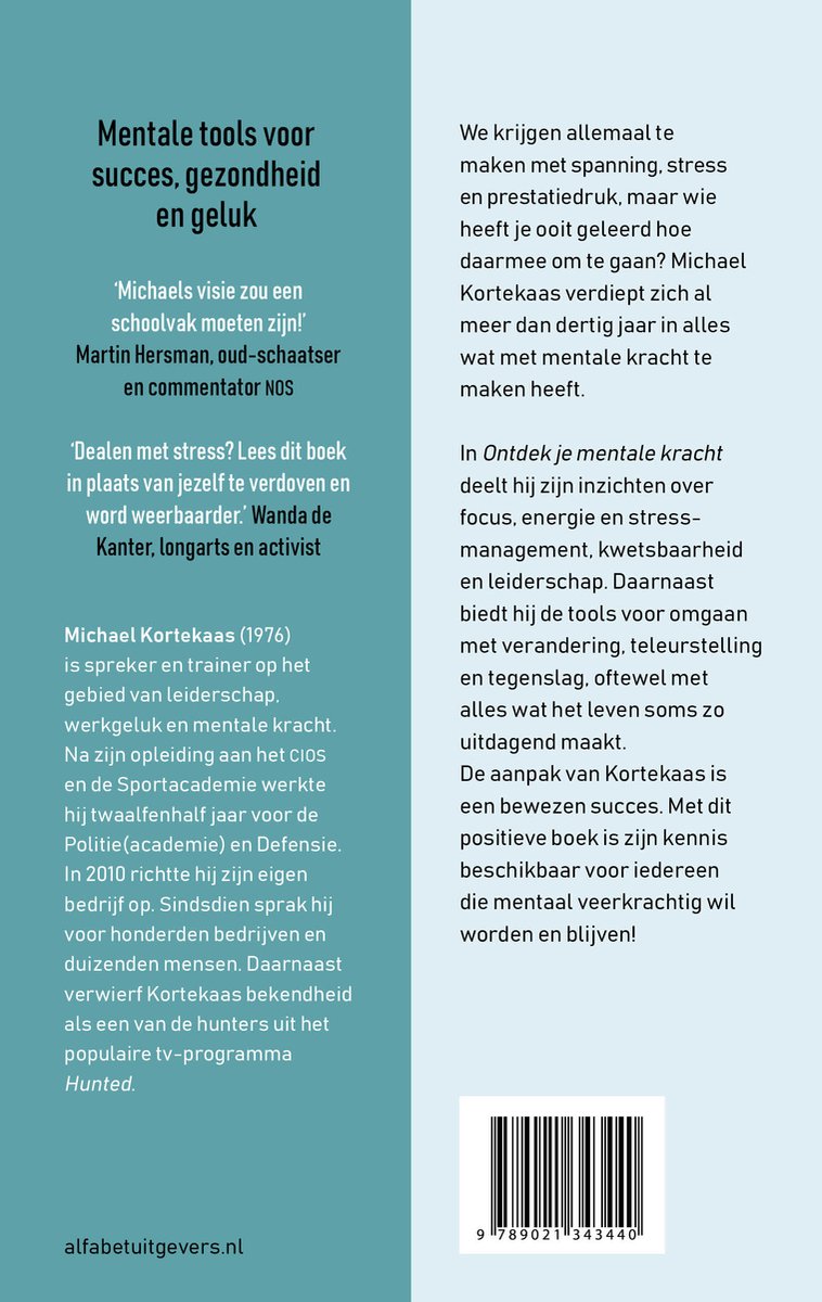 Boek "Ontdek je mentale kracht" met quotes en biografie van Michael Kortekaas.