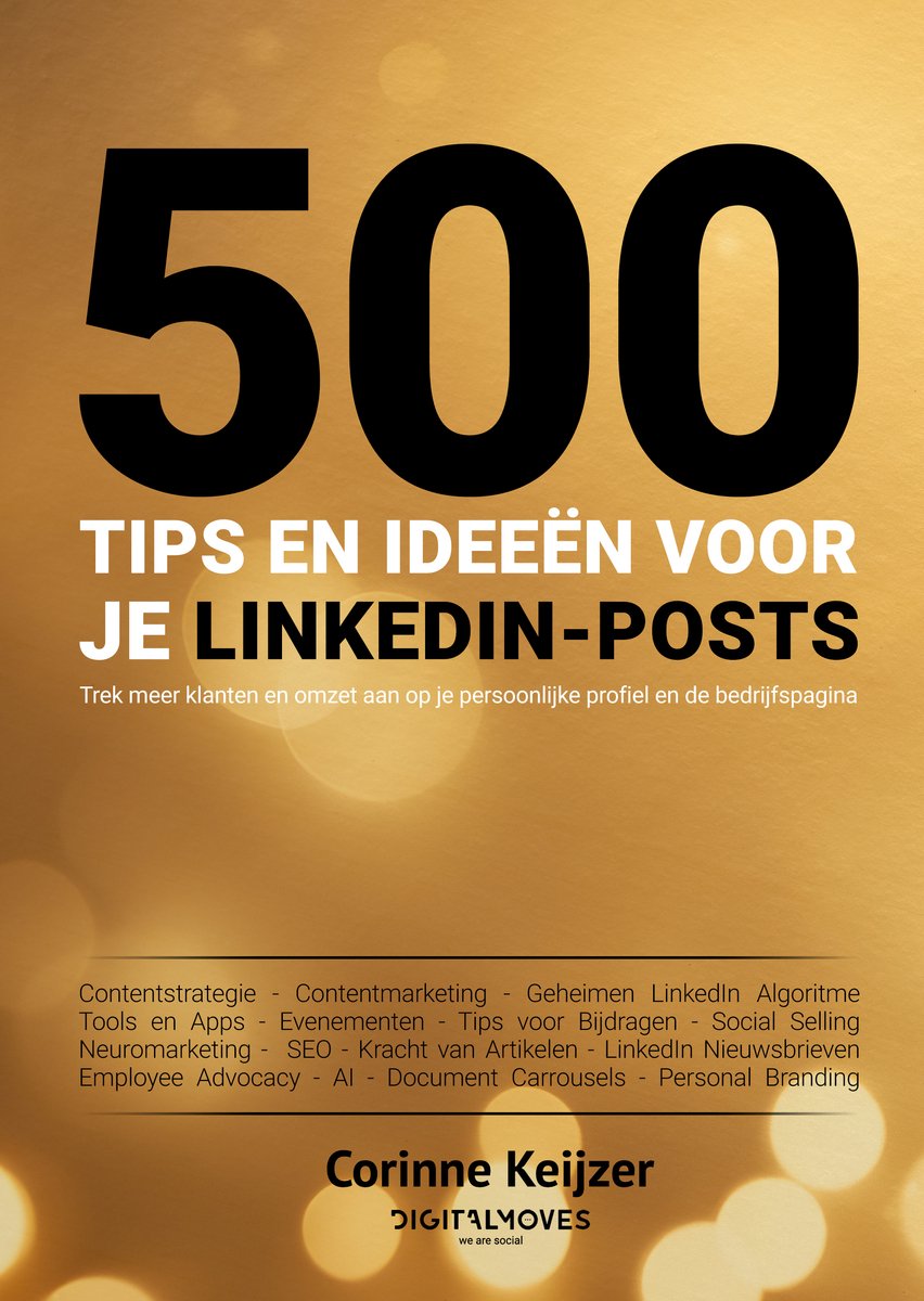 Omslag van 500 tips en ideeën voor je LinkedIn-posts