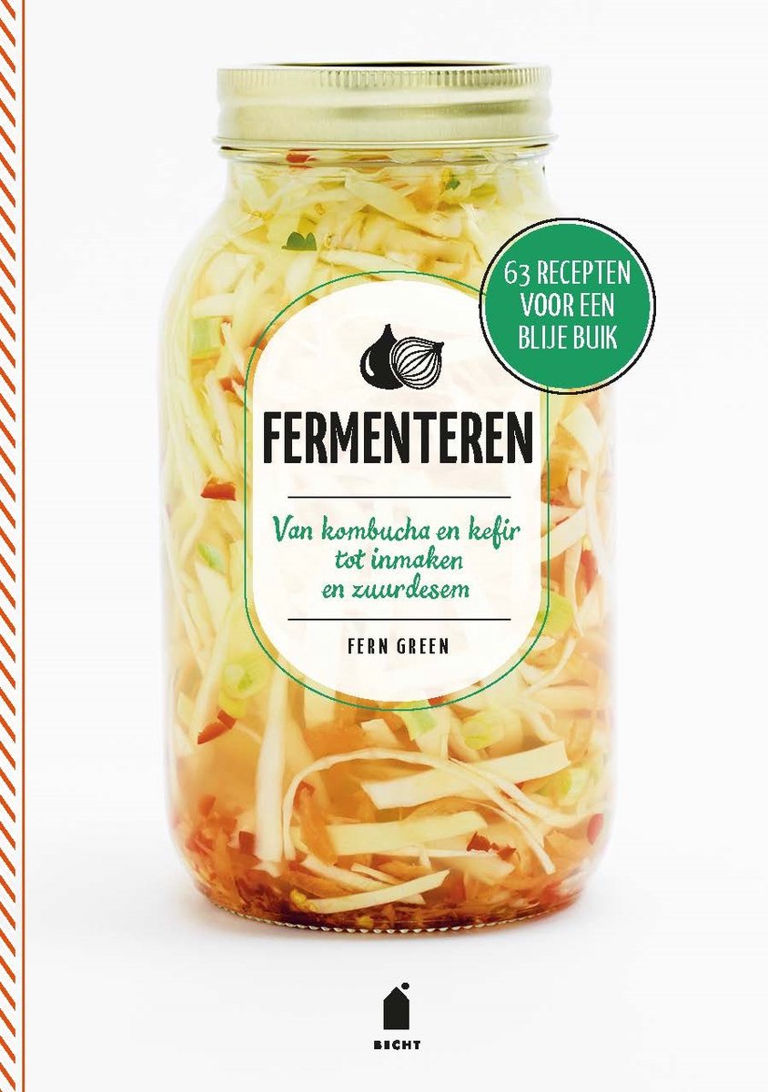 Boek 'Fermenteren' met recepten voor kombucha, kefir en zuurdesem. Gevuld met gefermenteerde groenten.
