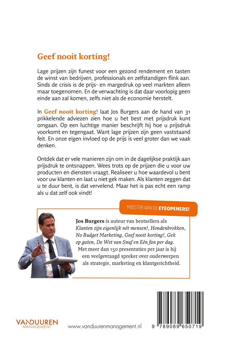 Geef nooit korting! - back cover