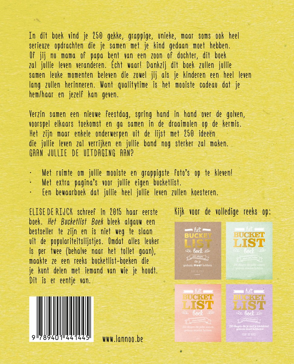 Bucketlist - Het Bucketlist Boek voor ouders - back cover