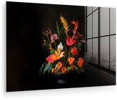 MuchoWow® Glasschilderij 180x120 cm - Schilderij acrylglas - Schaal - Boeket - Bloemen - Foto op glas - Muurdecoratie woonkamer - Wanddecoratie slaapkamer - Schilderijen