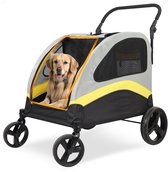 BingoPaw hondenbuggy voor zwaar gebruik - 2-in-1 hondenwagen met verwijderbare tussenschot voor 2 kleine of middelgrote honden - opvouwbare hondenduwwagen transportkar tot 42 kg