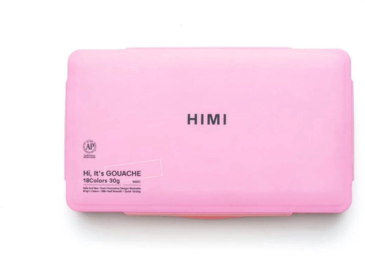 HIMI - Gouache - set van 18 kleuren - 30gr - 3 penselen - Roze — afbeelding 3