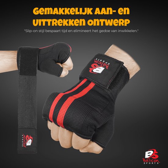 Inner Gloves / Binnenhandschoenen | Katoenen handschoen en halfverband | Meerdere kleuren | Vuist- en duimbeschermer voor boksen Sparring Muay Thai Kickboxing MMA Martial Arts en Fight Training - Maat : Medium