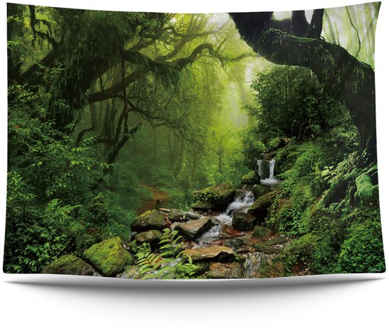 Ulticool - Affiche Rainforest Nature Eco Plantes Waterfall - 200x150 cm - Groot tapisserie - Affiche de jardin Tentures