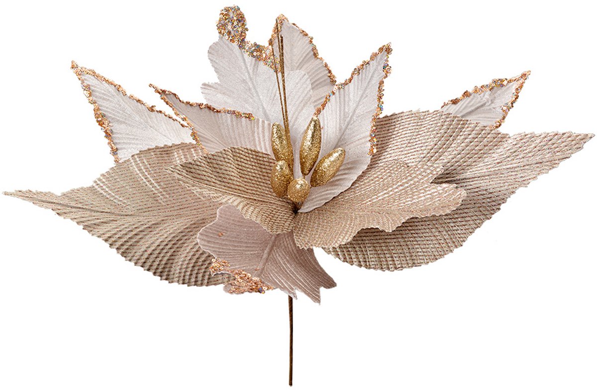 Clayre & Eef Kunstbloem Kerstster Ø 50x62 cm Beige Kunststof