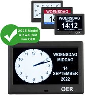 OER Dementieklok – Digitaal & Analoog – Kalenderklok met Alarmfunctie – Voor Alzheimer en Ouderen – Automatische Dimfunctie – 7 Inch Scherm – Zwart