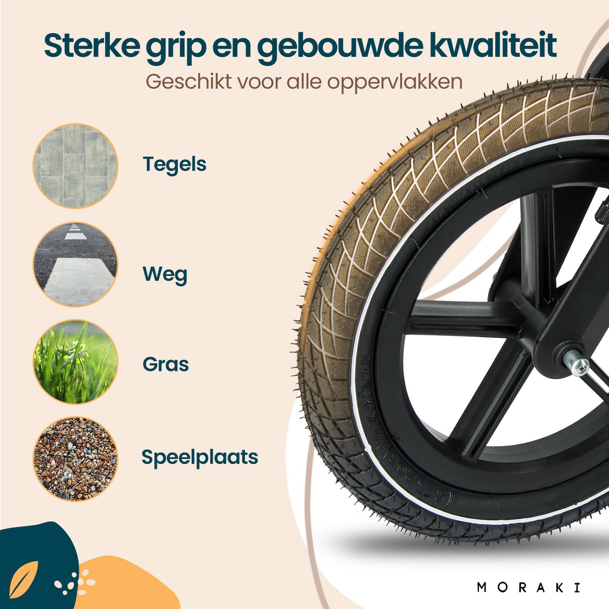 Moraki - Loopfiets - 2 Jaar - Verstelbaar Zadel - Balance Bike - 3 Jaar - Jongens en Meisjes - Beige — afbeelding 4
