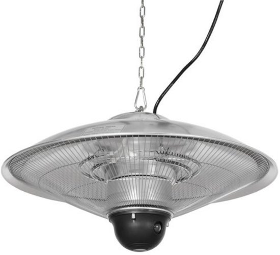 Stemily Terrasverwarmer Elektrisch - Infrarood - Hangend - RVS & Aluminium - Incl. Afstandbediening - 58,5 cm x 33 cm