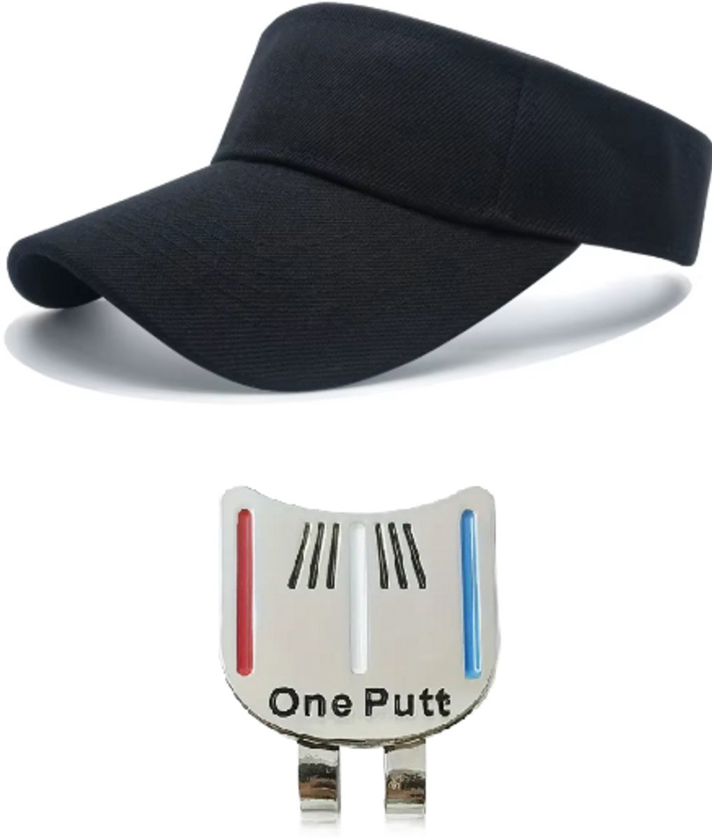 Golf Zonneklep + Putting Alignment Tool - Zwart - Zonneklep Dames - Zonneklep Heren - Golf Accessoires - Golf Spullen