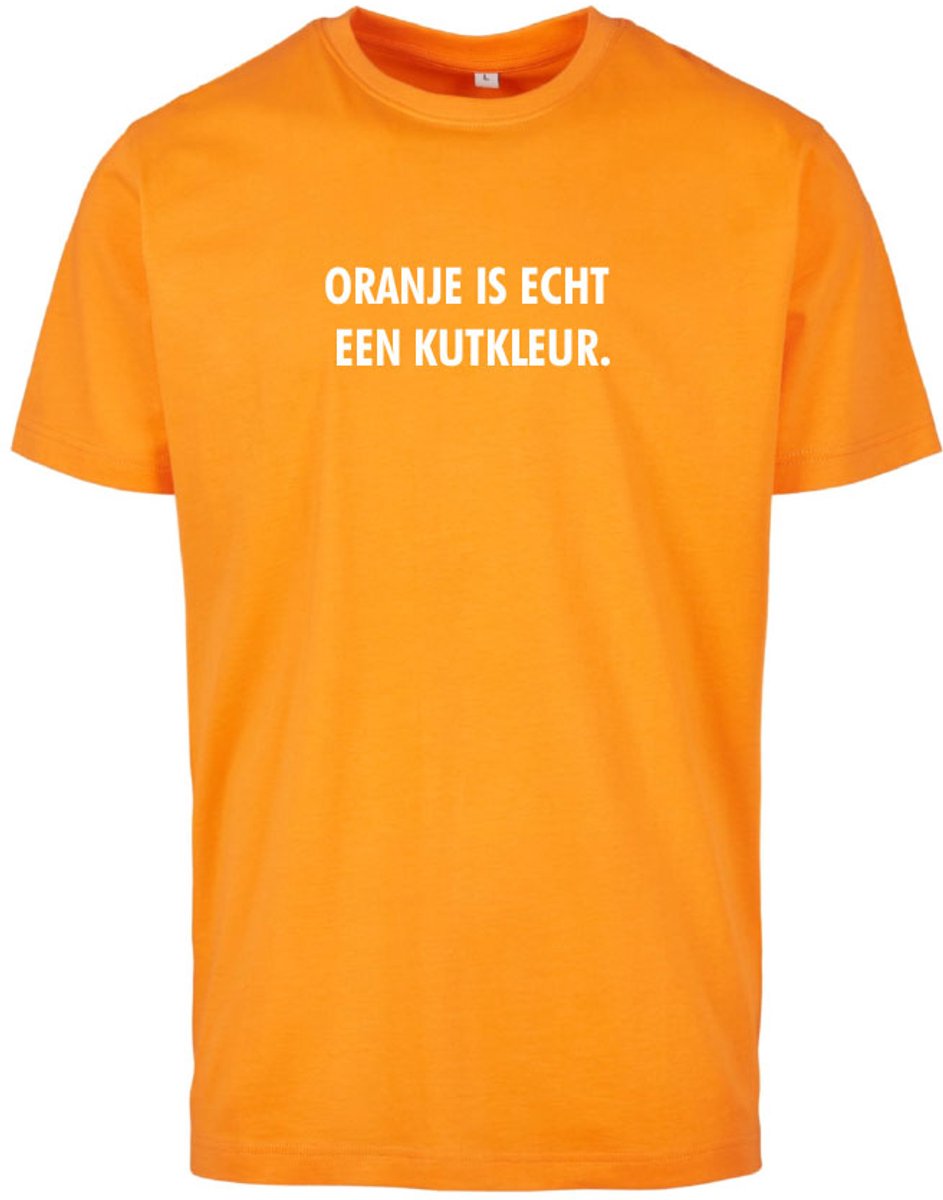 T-shirt oranje S - Oranje is echt een kutkleur - Wit - soBAD. - Koningsdag - Unisex - Oranje - Voetbal - Nederland