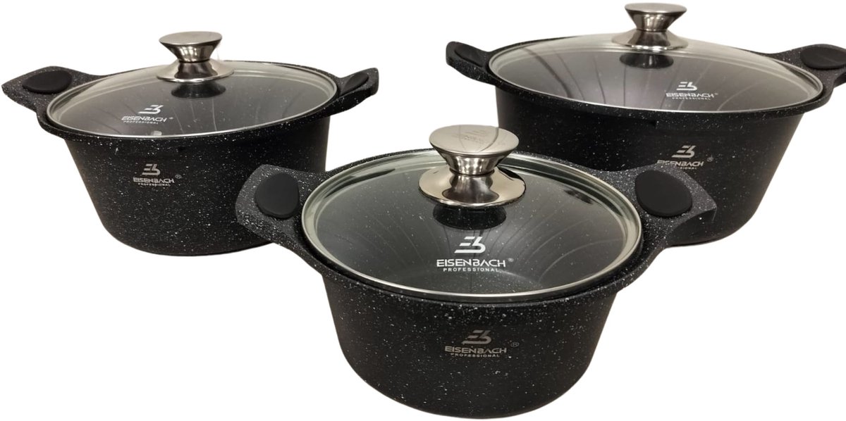 Eisenbach luxe pannenset 6 delig aluminium gesmeed 3 laags anti aanbaklaag