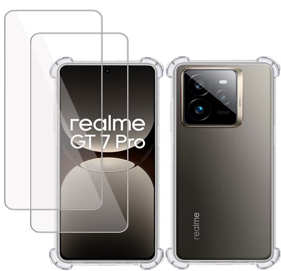 Pack Protection Realme GT 5G - 2 Films Verre Trempé + Coque - Anti-choc, Anti-rayures 9H - Neuf