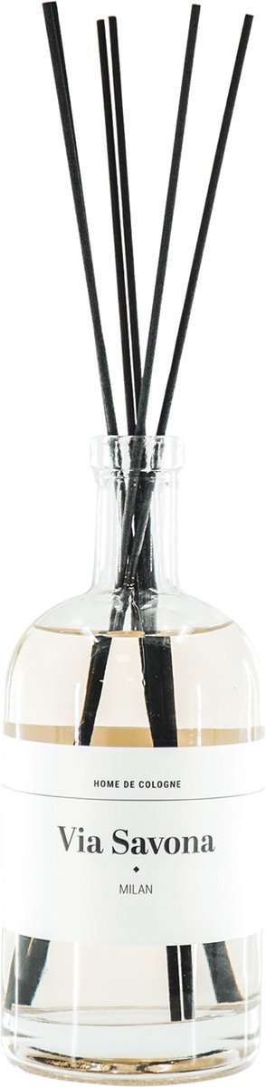 Housevitamin Geurstokjes - Via Savona Milaan - Mediterraanse Bloemengeur - 200ml - Glazen Fles