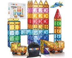 foto van Lardic - Magnetisch Speelgoed - Magnetic Tiles - 100 Stuks - Bouwspeelgoed - Bouwblokken - Magneten Speelgoed - Magnetische Tegels - Magna - Bouwstenen - Montessori Speelgoed - Educatief Constructie Speelgoed